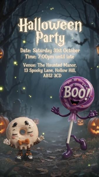 Halloween Donuts Sweets Candy Personalised Animated Invite