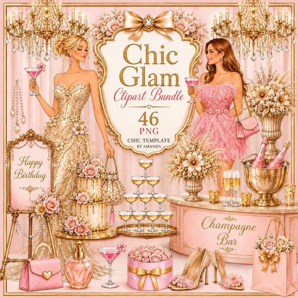 Chic Glam Fashion Girl Clipart