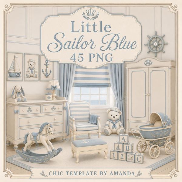 Nautical Sailor Baby Clipart Bundle 45 PNG Nursery