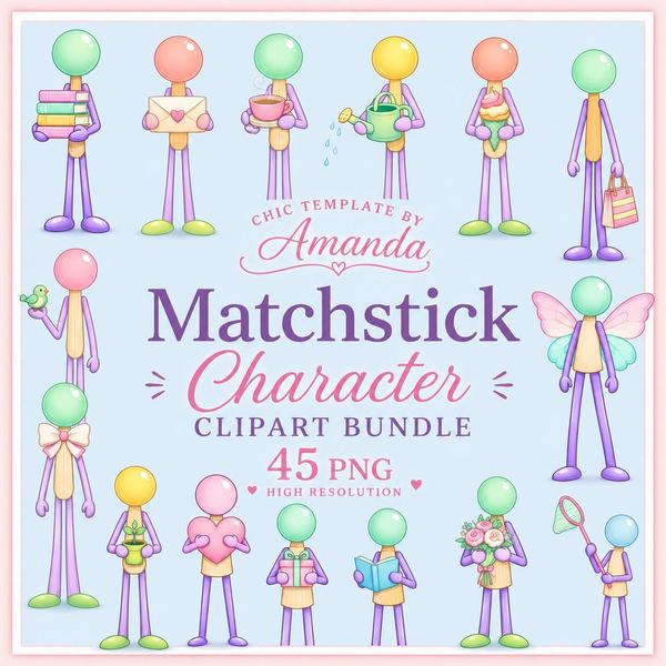 Matchstick Character Clipart Bundle