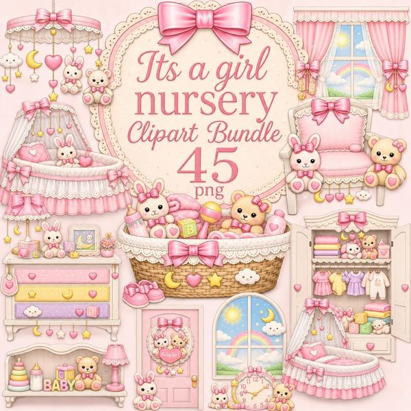 It's a Girl Nursery Clipart Bundle