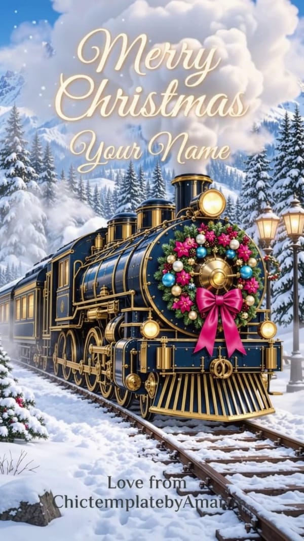 Personalised Christmas Train Card — preview